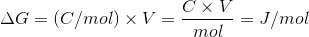 AG = (C/mol) x V = cx molJ/mol