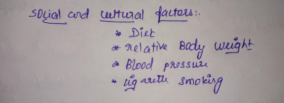 soyal and cultural factors :. do Diet to relative Body weight do Blood pressure & ugareth smoking
