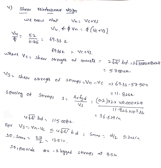 Vse shear strength of stimps =Vn -vc So I provide V we tnow Shear reinforcement design that Vn= Vetvs Vu.tovna (uctus) 52 Vu