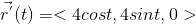 \vec{r^{'}}(t)=<4cost,4sint,0>