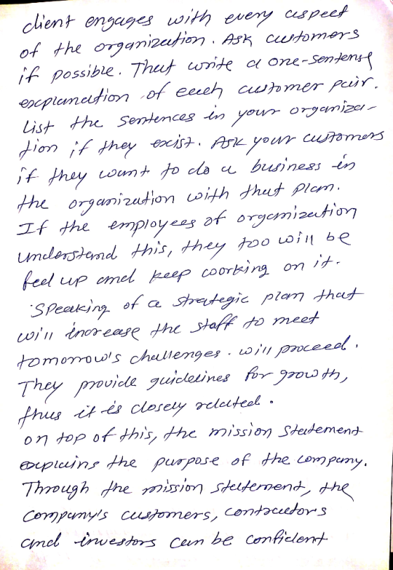 client engages with every aspect of the organization. Ask cwtomers it possible. That write a one-sentense espiunction of elec