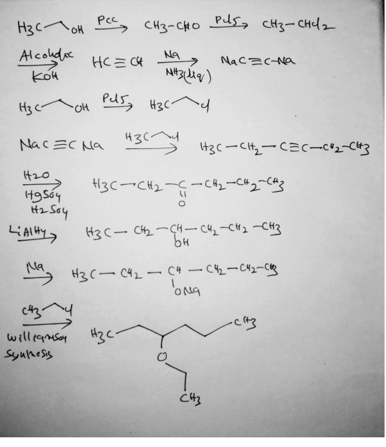 PCC pusa CH3-CHl2 Na Mac=cina Hсон CH3-CRO Alcohdic HC = CH Kolt Nitziliq) H3( Oh Pus, H3c Puls, H3Cnd а с ЕС Ца {3C \4 +3C —