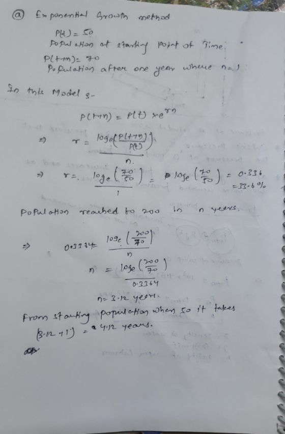En ponental Groah method PH= Co PO Pul aHon at tatirg Pltm) 70 Po Pulation a Pter one gea whure n 10 this Madel g- PLHM) = Pl