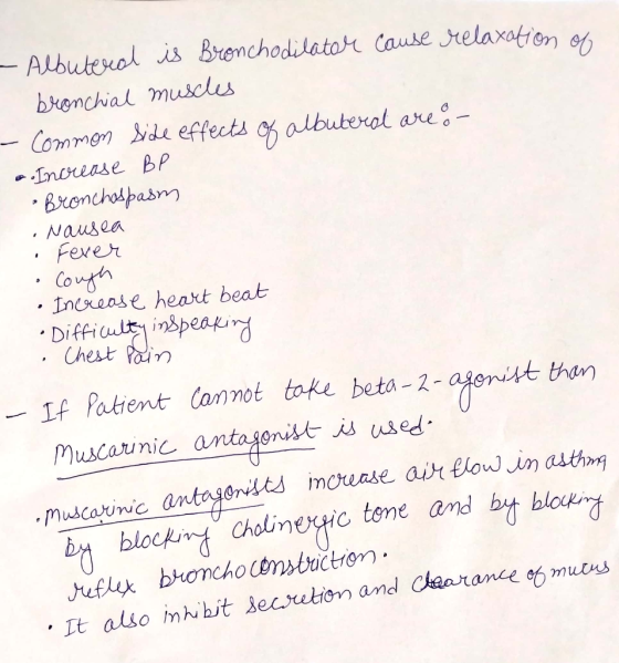 - Albutera is Bronchodilator cause relaxation of bronchial muscles - Common Side effects of albuterol are: - e-Intense BP • B