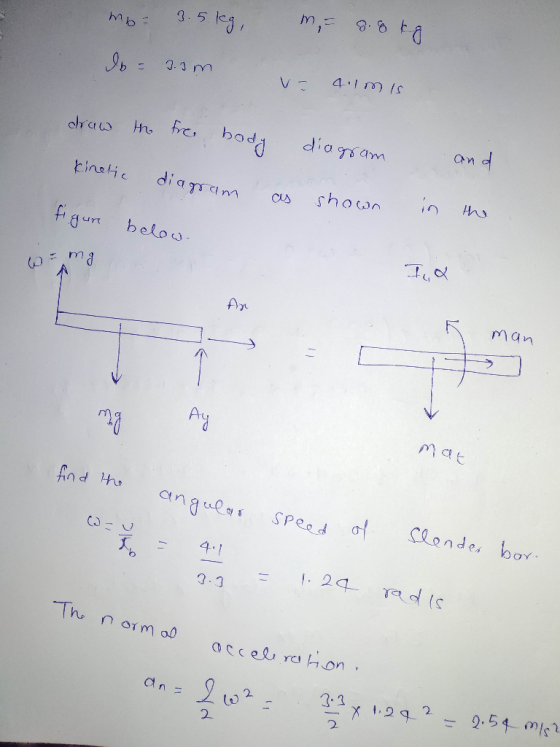 mo= 3.5 kg, m 8.8 kg do= 3.3m - 4.1 mis draw the free body diagram . and diagram as shown figun below. in the we mg A Tua An