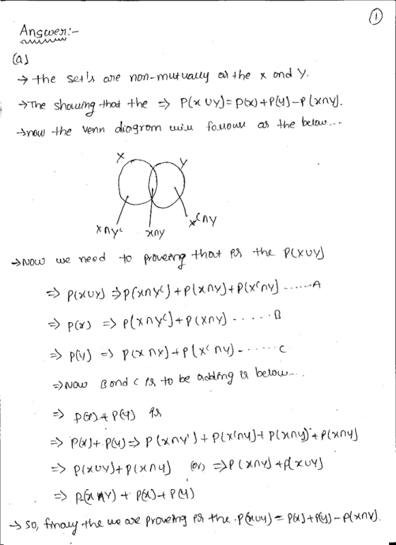 Angwen:- a」 → the se+ls one non-mutually б) the xondy -now the venn dkogrom uuiu fouou a the belos NOUD need 4o Now Bond fso