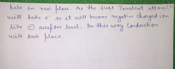 hole ein new flace ace. As the first Trivalent attom (3) will take è so it will become negative charged in like o acceptor le