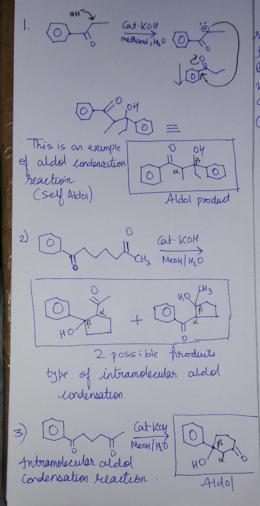 Cat. Kot methand, tho This is an example al of aldo condensation reaction. (self Aldol) O aro Aldol product Cant-KOH Mesh/h H