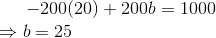 -200(20)+200b=1000 \\ \Rightarrow b=25