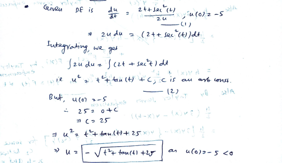 Given DE is du It 2 2u 2t+ sec (4) xu (012-5 (1) 2 (2++ sec (+))dt > zudu we get Integrating, ooi jaudu rolvat ra Morenolons
