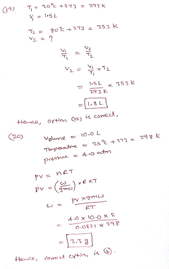 2- 2. 2 1.SL 353 k 20) (0.0 L volume py 0.0821 x 28