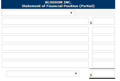 BLOSSOM INC. Statement of Financial Position (Partial)