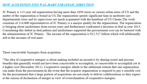 HOW ACQUISTION FITS WAL-MART STRATEGIC DIRECTION JC Penney is 113 year old organization having more than 1050 stores in vario