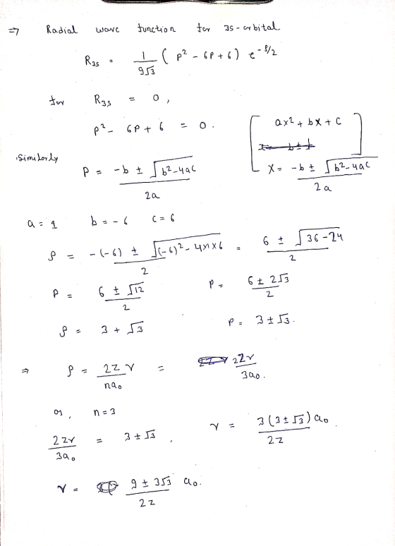 a Radial ware function for as-arbital Rus · Il p2-6P+6) 2-82 913 for R3s P? = 0, 6P + Ő = 0. r Qx2+bx+c 7 Bett L X=-bI56²-4ac