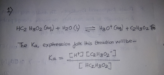 EU 22 Sulong pool alonego outi ls HC2 H₂O2 (aq) + H2O (2) — H3ot (aq) + C2H302 the The Ka, expression for this reaction will
