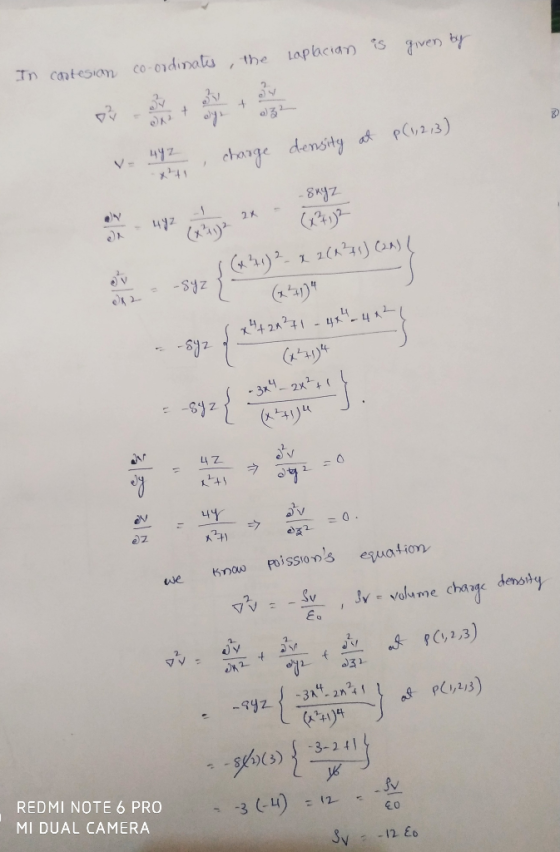 In catesion co-0ndinats Lapacian is the iven 4yZ x1 charge density PC23) - SYZ 412 -Syz hs- - 32x L47 44 FoisSIOns equation