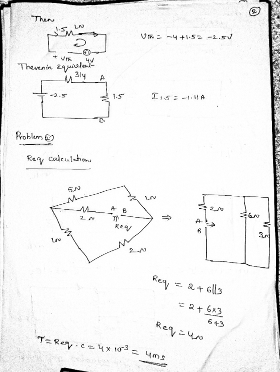 3443 LN Vin -4 +1.5 -2.5 4V Thevenin equiolent- in 314 A -2.5 31.5 Iisalla Problem Reqj calculations 5. fall AB 220 $ 6.10 -