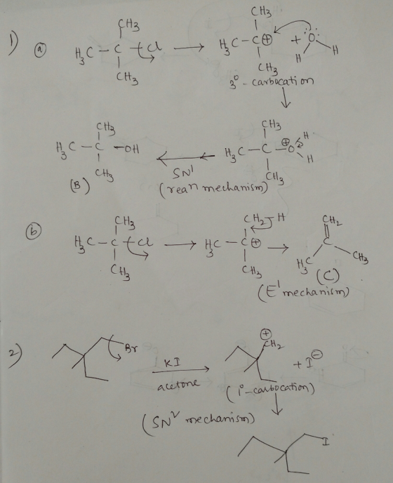 C t 3 CH C H 3- Carbocation C th CH SNI (Tean meanism) Ctl CH Cu (ey E mecha nif m) canbcation