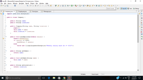 Java EE ava Elipse Eile Edit Source Refactor Navigate Search Projec Bun Window Help Quick Access || ! Java EE 4 Java Debug C