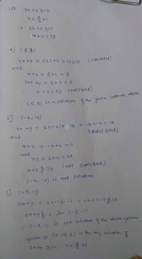 Ler 2m +ウ10 ><곶+1 Craiched) an d and 2y = 2x3=6 ใ,he giver, syste m . above. is : c 5,3) (-2,14) asoluゲon CSatis tirld) and (