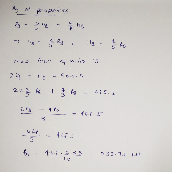 By ge propertier RB ve 5 HB انم) = Un = 3 RB Ho 2 12 45 RB Now from equation 3 3 2 UB + HB = 465.5 2x 33 kB t as RB = 465.5 6