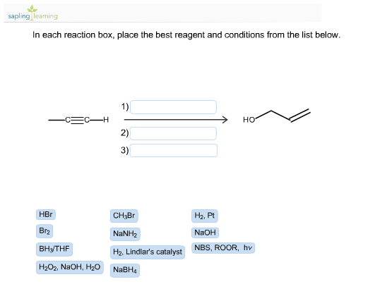 pling In each reaction box, place the best reagent
