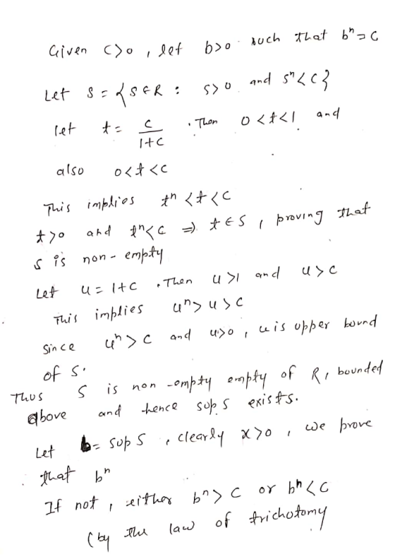 aiven Co Jet Auch TLat bc Let S et C 0く<」 Thon also 0<オくC オくオくC This implies ahd c) eS povIng fat empty non u c Then Let U