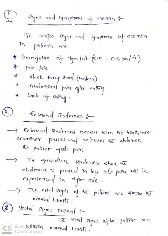Signs and symptoms of anemia & the major signs and symptoms of anemia in palients are *Hemogobin of Igm IdL (.5 - 17.5 golde)