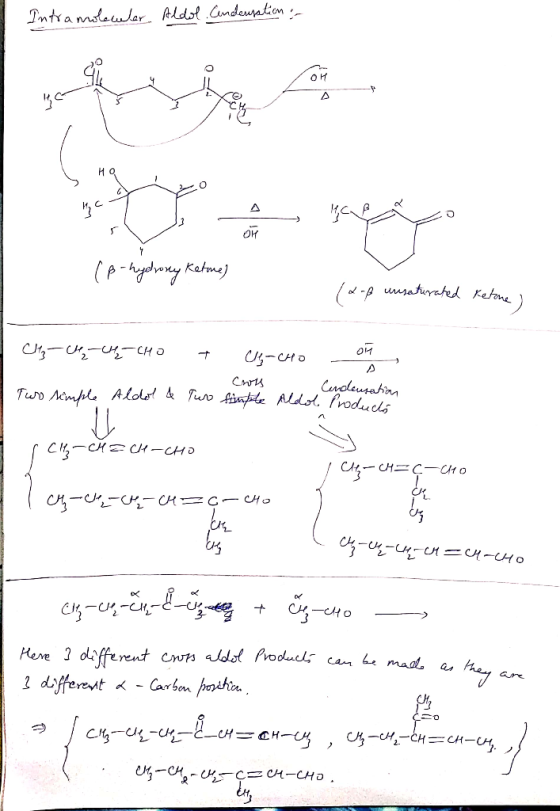 Intramoleculer Aldol. Condensation - fen D G On (B-hydroxy Ketme) unsaturated Ketone I CH₃CM Checho + 1. Two Cincho cross fim