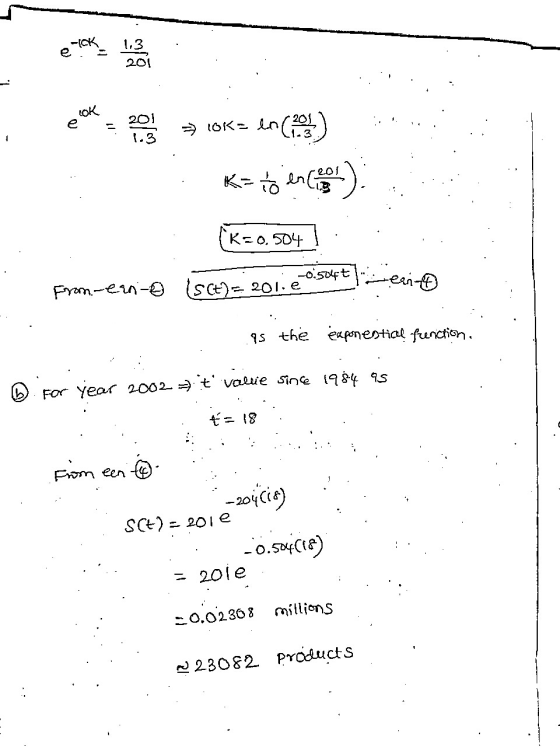 elok 1.3 201 lok e 201 1.3 201 1.3 to en enco). K=0.504 -0.5047 1SCt)=201.4 Fromerno serito 95 the exponential frenction. For
