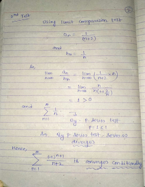 29 Tel- using limit comparison test an = n+2) +2) and bn= I. 80) lim an bh (nt2x) h00 n n (1+) 40 and Ja n21 h By P- series t