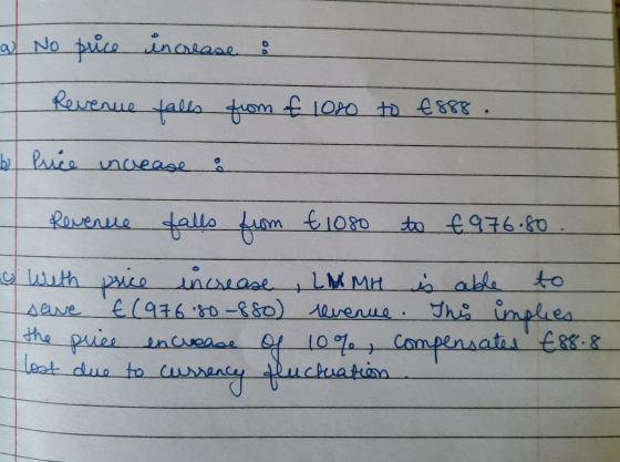 wen su No price increase : - Revenue falls from £ 1000 to €888. 6 price increase : - Revenue falls from € 1080 to € 976.80 LO