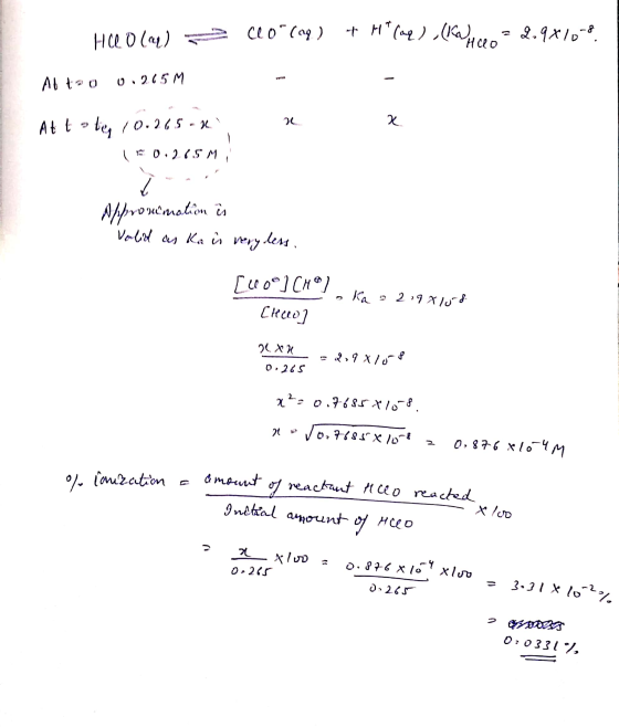 Hao (my) a clo(ng) M (aq),(komen=2.9470-8 Helo Abt20 0.265M At to be 10.265-x? 20.265 Mi Ahorrow motion is Valid as Kau very