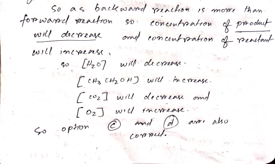 o so as backward peachon is more than .. for wand reaction so concentration of product will decrease omel concentration of pe