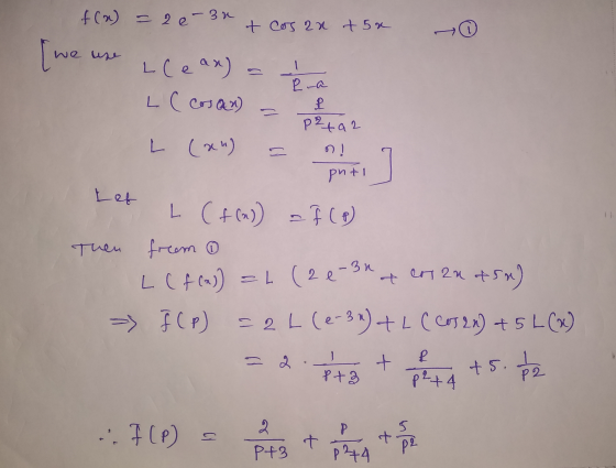 f(x) = 2e-34 it cos an t5x © [w we une Lean) L (cosa) ba Pa P p2492 ㄷ n! pnti L (xh) Let Then = L (2e-3n en ant L (f(x)) = f