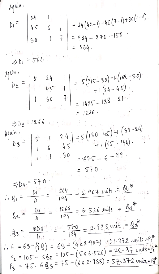 Again, 45 30 6 = 24(42-1) -4517-1) +30(1-6). ( 7 ) = 984 – 270-150 = 564. 2)D1=5643 Again, - 15 24 D2 i 45 11 30 I 7 F clic