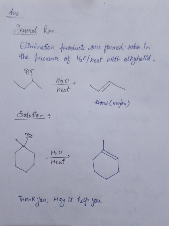 eus Jeneral Ron. Elimination products woue foumed.tuto in the presence of H₂O/ heat with alkyholid. 140 heat Prons (mason) So