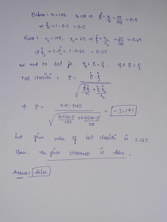 50 100 =0.5 hi Urban = n12100, 4250 , z 1-0.5 -0.5 Relal ? 12~100, X₂ = 65 > { = 2 2 2 2 685 m → = 16 = 1-0.65 test for the P