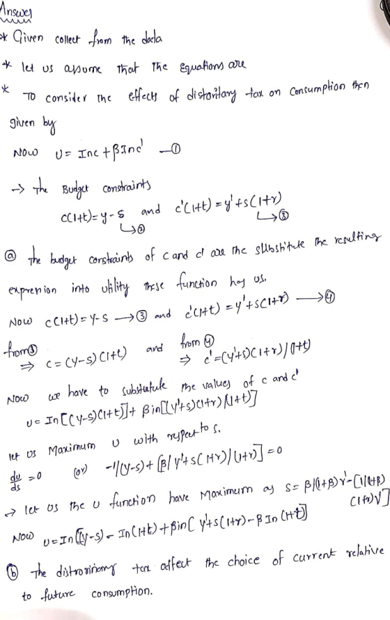 fox on Consumption then x Given collect from the data of let us assume that the equations are * To consider the effects of di