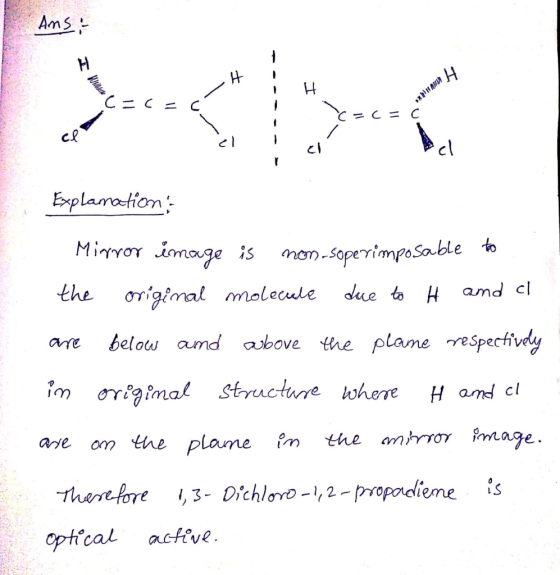 Ams H cf cl Explamation Miror image anom-soperrimpoSable to the origimal molecule due to H amd cl below amd above the plame r