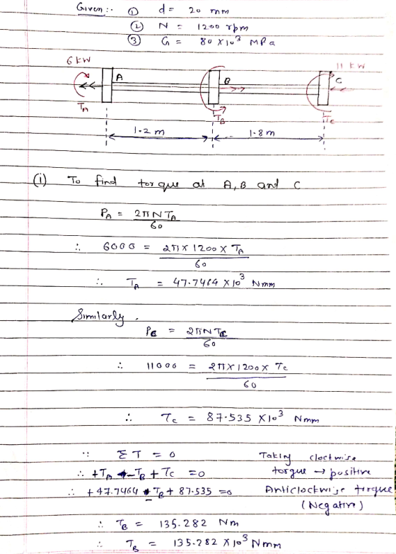 2o 200 Tbm 8aXlu3 MPa G = 3 11E A 2 m fird to qp To 2TT NTA GOG G 47.744 x Jo Nmm lerly N T 8.535 XIo- Nmm Tatig torgur dect