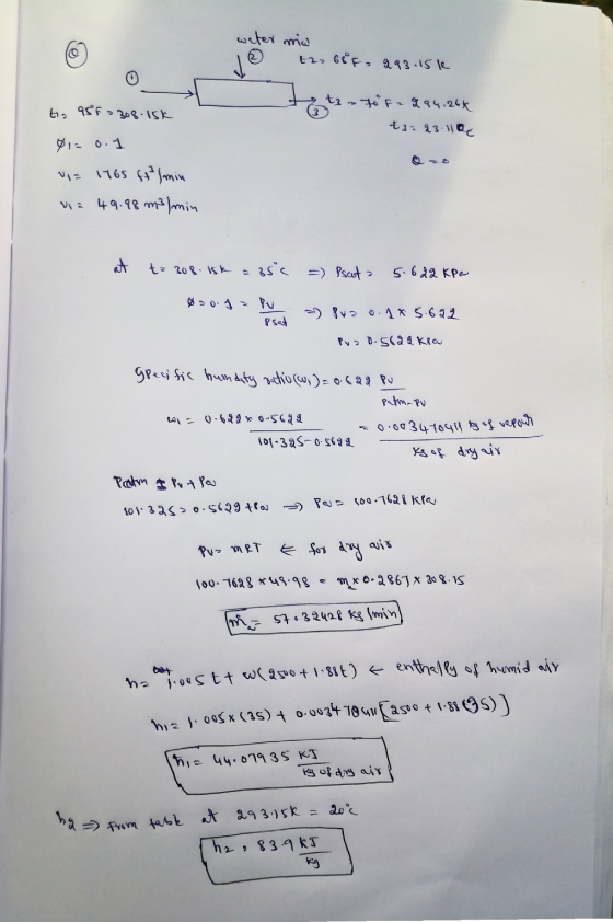 t? ng = from table at water mic de +2=6852 293.15 le ta 955= 308-15k Fof 294.24k t3 = 23.11ac pi= 0.1 Ni= 1165 ft/min 49.98 m