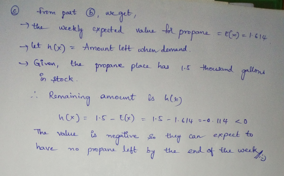 from part (3), weget ーうthe- weekly expected Walne.-H profane cer。) 1、614. → GIvon , the propane place expect to have propane