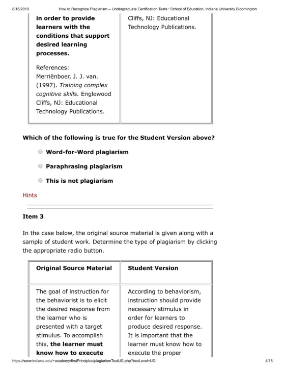 8/16/2019 How to Recognize Plagiarism -- Undergraduate Certification Tests: School of Education, Indiana University Bloomingt