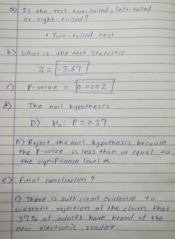 a75 the test to tailed lelt taile Tso tailedl test b )/sh a t ,-s the test stat,-stra The null hgpothesis Reje he null hypcth