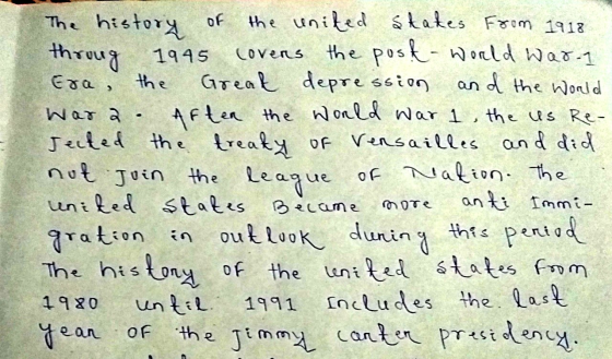 The history of the united stakes from 1918 throug 1945 covers the post-world war 1 Era, the Great depression and the World Wa