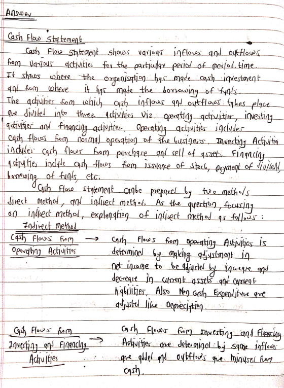 Anwer Cash Flow statement Cash Flow Statement_shows various inflows_and_outflows from Vasous activities for the particular pe