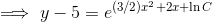 \implies y-5=e^{(3/2)x^2+2x+\ln C}