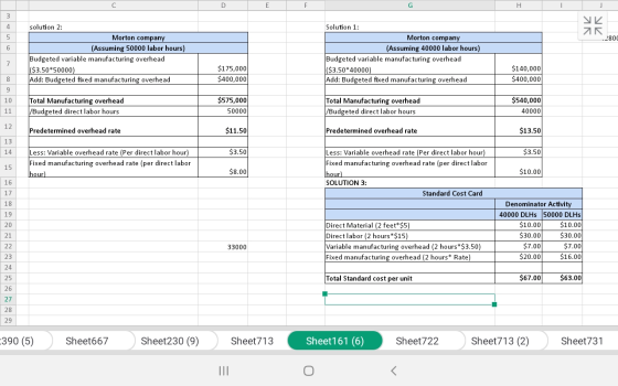 УК 2800 solution 2: Morton company (Assuming 50000 labor hours) Budgeted variable manufacturing overhead ($3.50*50000) Add: B