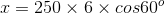 T= 250 X 6 X cos60°